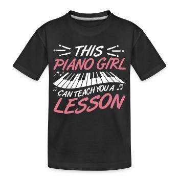 Pianist Girl - Kids' Premium Organic T-Shirt - black - Front