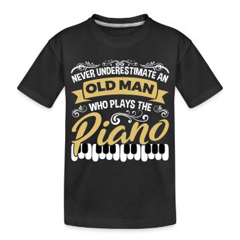 Old Pianist - Kids' Premium Organic T-Shirt - black - Front
