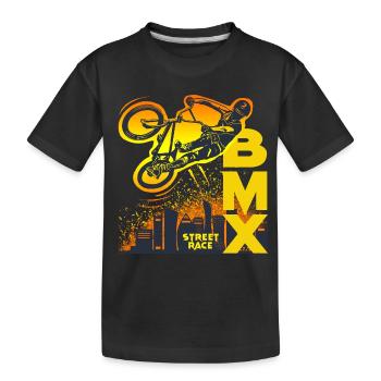 bike BMX urban race bike bike ride rider - Kids' Premium Organic T-Shirt - black - Front