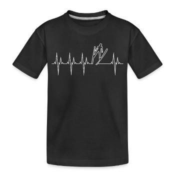 Ski Jumping Electrocardiogram ECG Ski Jumping - Kids' Premium Organic T-Shirt - black - Front
