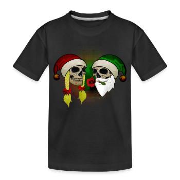 Crâne Femme Homme Noël Rose Bonnet - T-shirt bio Premium Enfant - noir - Devant