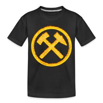 Hammer und Schlägel Bergbau Kohle Geschenk - Kinder Premium Bio T-Shirt - Schwarz - Vorne