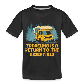 Traveling Is Return to the Essentials Trip Road - Kinder Premium Bio T-Shirt - Schwarz - Vorne