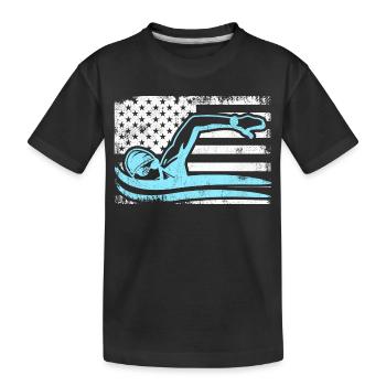 Patriotic swimmer - Kids' Premium Organic T-Shirt - black - Front