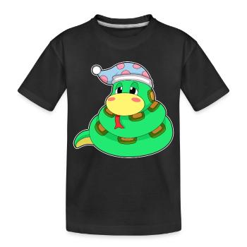 Bonnet de nuit endormi serpent - T-shirt bio Premium Enfant - noir - Devant