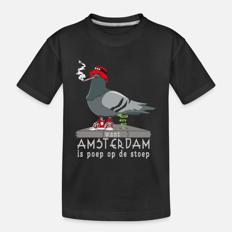 Amsterdam est caca sur le pas de la porte - T-shirt bio Premium Enfant - noir