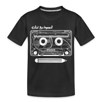 Retro Kassette und Stift - Kinder Premium Bio T-Shirt - Schwarz - Vorne