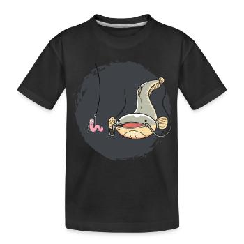 Drôle de conception de pêche au poisson-chat avec hameçon à ver - T-shirt bio Premium Enfant - noir - Devant