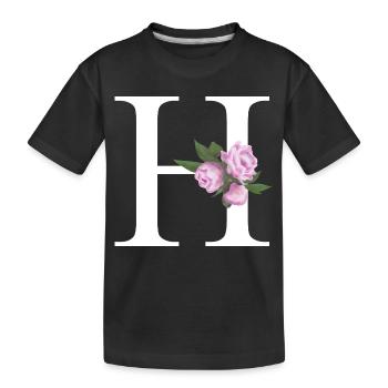 Zarte Pfingstrosen Blumenmotiv H - Kinder Premium Bio T-Shirt - Schwarz - Vorne