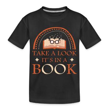 Schau es steht in einem Buch - Kinder Premium Bio T-Shirt - Schwarz - Vorne