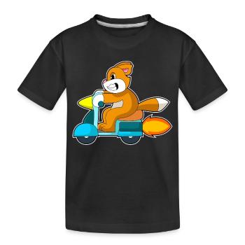 Katze Motorroller - Kinder Premium Bio T-Shirt - Schwarz - Vorne
