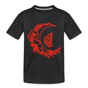 Moon flowers (red) - Kids' Premium Organic T-Shirt - black - Front