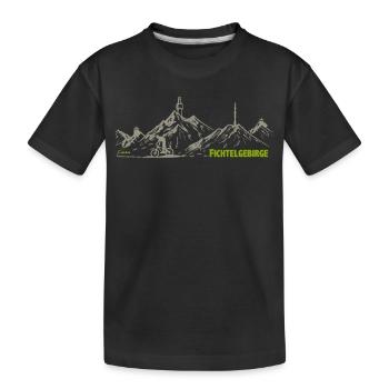 Dessin Fichtelgebirge avec Kösseine Schneeberg - T-shirt bio Premium Enfant - noir - Devant