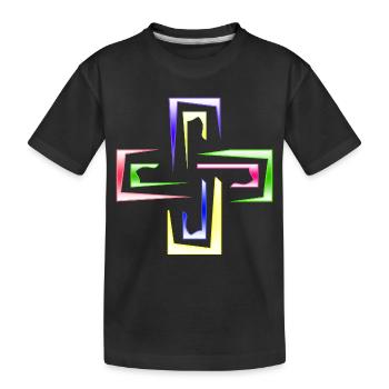 Neon Prism Frames Abstract Logo - Kids' Premium Organic T-Shirt - black - Front