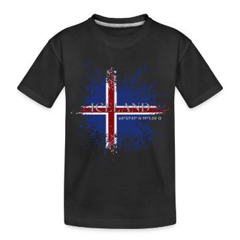 Flagge von Island Grunge, Isländischer Stolz - Kinder Premium Bio T-Shirt - Schwarz - Vorne