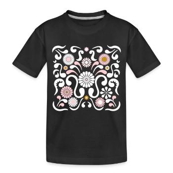 Blumenfest l Weiß, Rosa und Gelb - Kinder Premium Bio T-Shirt - Schwarz - Vorne