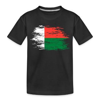 Madagascar flag used - Kids' Premium Organic T-Shirt - black - Front