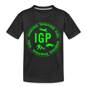 IGP Hundesport - rund, gruen - Kinder Premium Bio T-Shirt - Schwarz - Vorne