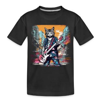 Cat Musicien E Guitare Smell N Roll Music Animal - T-shirt bio Premium Enfant - noir - Devant