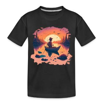Fischer im Herbst - Kinder Premium Bio T-Shirt - Schwarz - Vorne