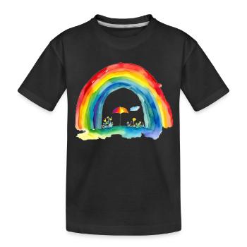 Regenbogen - Kinder Premium Bio T-Shirt - Schwarz - Vorne
