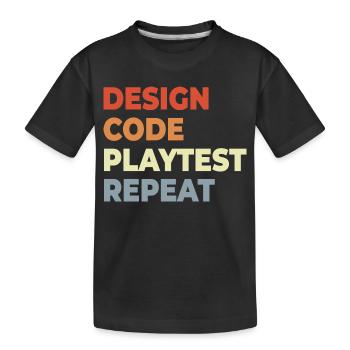 Game Development Workflow - Kids' Premium Organic T-Shirt - black - Front