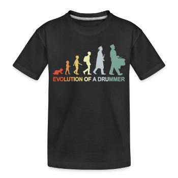 Vintage Trommelspieler Evolution - Kinder Premium Bio T-Shirt - Schwarz - Vorne