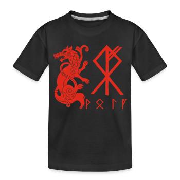 Loup rouge Fenrir - T-shirt bio Premium Enfant - noir - Devant