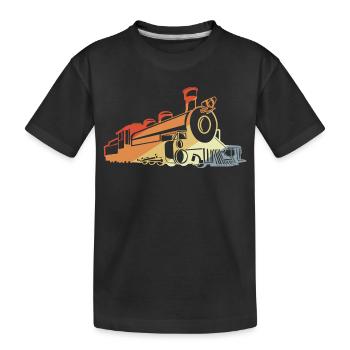 Vintage Dampflokomotive - Kinder Premium Bio T-Shirt - Schwarz - Vorne