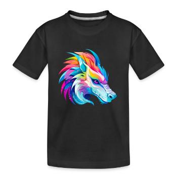 Tête de Dragon Arc-en-ciel - T-shirt bio Premium Enfant - noir - Devant