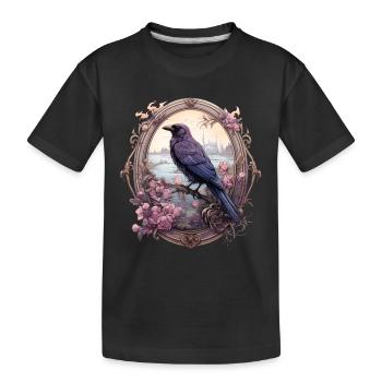 Rabe in einem romantischen ovalen Rahmen - Kinder Premium Bio T-Shirt - Schwarz - Vorne