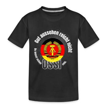 ossi spruch humor ostdeutsch DDR ego flagge emblem - Kinder Premium Bio T-Shirt - Schwarz - Vorne