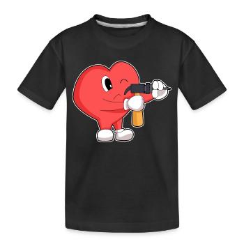 Herz Handwerker Bohrmaschine Handwerk - Kinder Premium Bio T-Shirt - Schwarz - Vorne