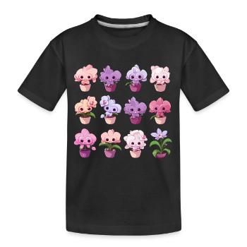 Orchideen kawaii - Kinder Premium Bio T-Shirt - Schwarz - Vorne