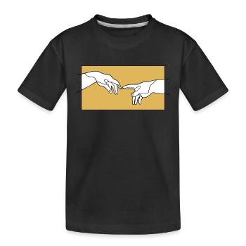 Kreation von Adam-Händen, Michelangelo-Inspiration - Kinder Premium Bio T-Shirt - Schwarz - Vorne