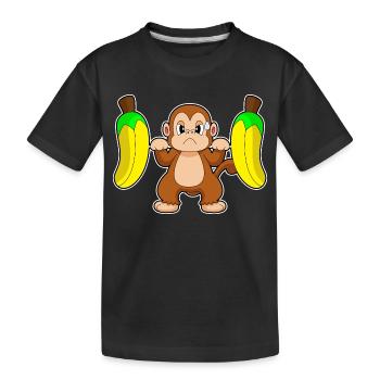 Monkey Bodybuilder Barbell Bodybuilding - Kids' Premium Organic T-Shirt - black - Front