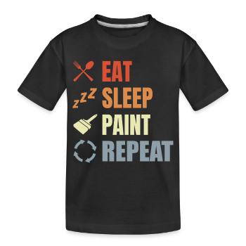 Manger, dormir, peindre, répéter - T-shirt bio Premium Enfant - noir - Devant