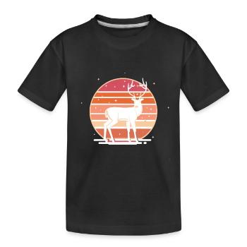Retro Sunset Deer - Kids' Premium Organic T-Shirt - black - Front
