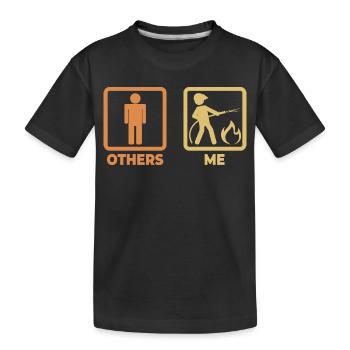 Firefighter Stick Figures - Kids' Premium Organic T-Shirt - black - Front