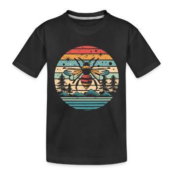 Retro Sunset Bee - Kids' Premium Organic T-Shirt - black - Front