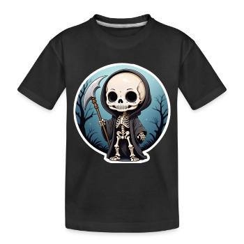 Halloween - Cute Death - Skeleton with Scythe - Kids' Premium Organic T-Shirt - black - Front