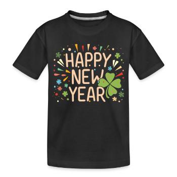Neujahrsfreude mit Shamrock - Kinder Premium Bio T-Shirt - Schwarz - Vorne