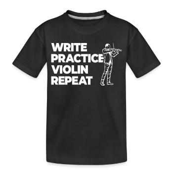 Pratique de l’écriture Violon répétitif - T-shirt bio Premium Enfant - noir - Devant