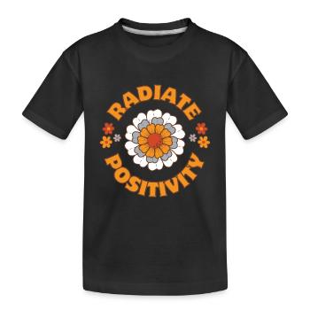 Rayonner de positivité style floral rétro - T-shirt bio Premium Enfant - noir - Devant