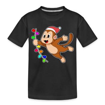 Affe Weihnachten Liane - Kinder Premium Bio T-Shirt - Schwarz - Vorne