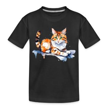 Katze im Schnee - Kinder Premium Bio T-Shirt - Schwarz - Vorne