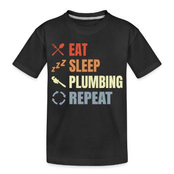 Manger Sommeil Plomberie Répéter - T-shirt bio Premium Enfant - noir - Devant