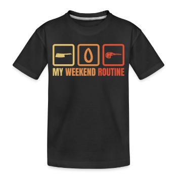 Meine Wochenendroutine - Kinder Premium Bio T-Shirt - Schwarz - Vorne
