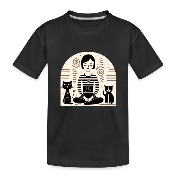 Yoga avec les chats - T-shirt bio Premium Enfant - noir - Devant