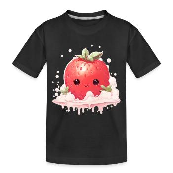 Fraise Kawaii - T-shirt bio Premium Enfant - noir - Devant